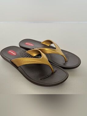 Okabashi Brown Gold Comfort Waterproof Flip Flops Women’s Medium